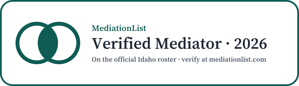 Sample MediationList Verified badge (Idaho roster)